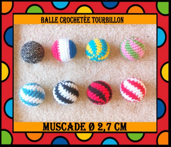 Balle crochetée tourbillon, muscade Ø 2,7 cm
