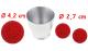 Chop cup aluminium brossé avec 3 muscades Muscades : Muscades rouges