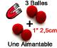 Balles crochetées  par 4 (3+1 magnétique) muscades 1 inch 2,5 cm